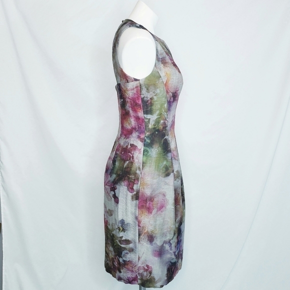 NWT Kay Unger Sleeveless Floral Watercolor Sheath Dress - Picture 3 of 12